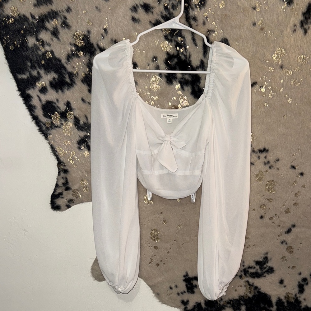 For Love And Lemons White Blouse with Puff Sleeves